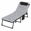 Chaise Longue Pliante Inclinable avec Coussin et Poche Latérale pour Extérieur