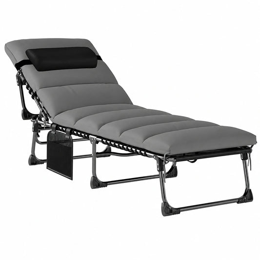 Chaise Longue de Jardin R¨¦glable avec Coussins et Rangements, Acier Gris