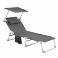Chaise Longue Pliable avec Pare-Soleil et Coussin